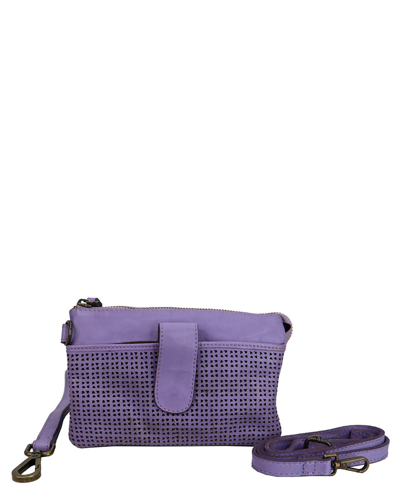 Kompanero Flip Lavender Leather Crossbody/clutch Bag