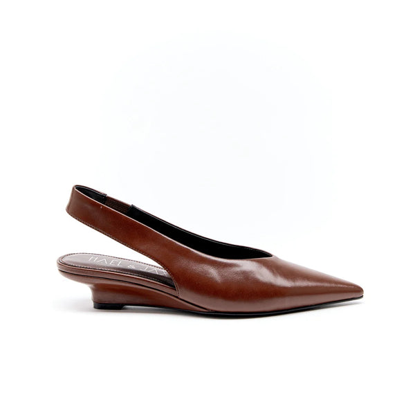 Hael & Jax Layla Chocolate Leather Low Wedge Slingback Shoe