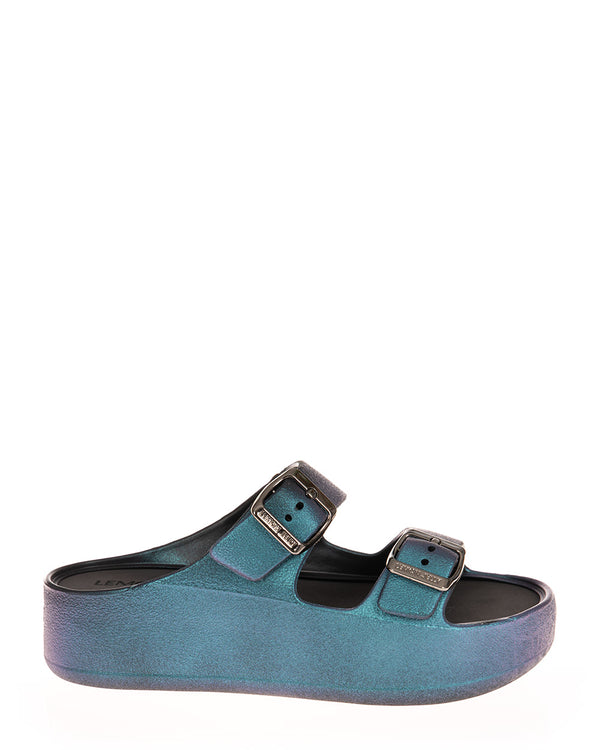 Lemon Jelly Elina Pearl Blue Platform Wedge Birk