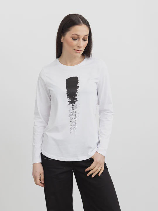 X LAB Brush Stroke Tee White/Black Print