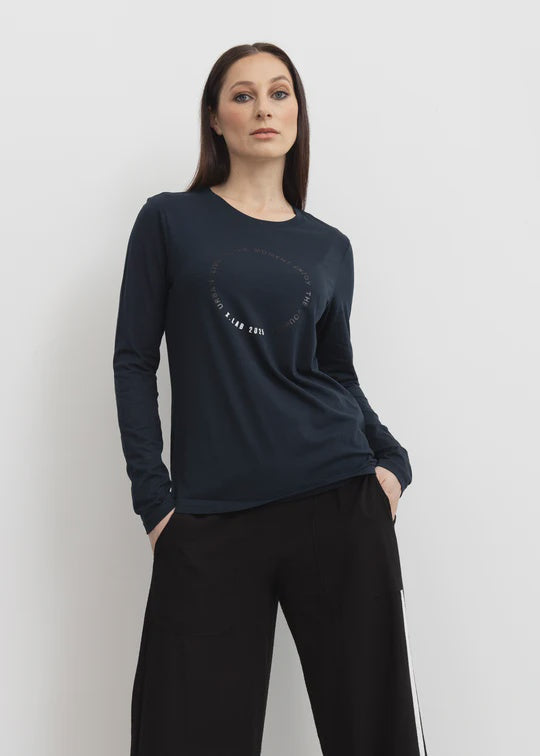 X LAB Live in the Moment Tee Petrol/White Print