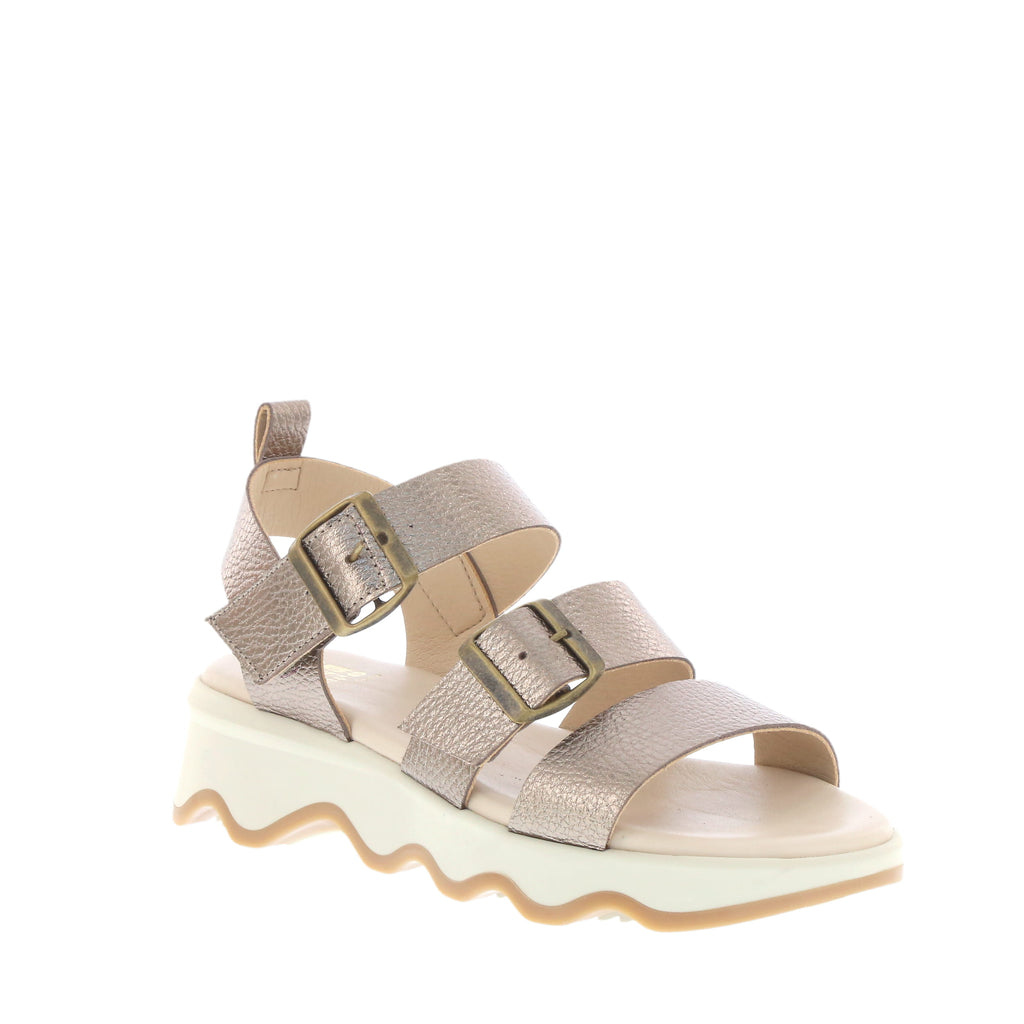 Nu X Neo Davina Plata Bronze Leather Platform Wedge Sandal