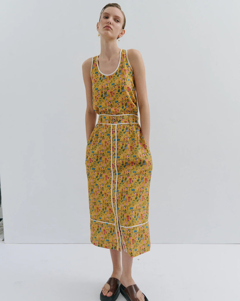 Maevarii Alice Midi Skirt Yellow Tea Party