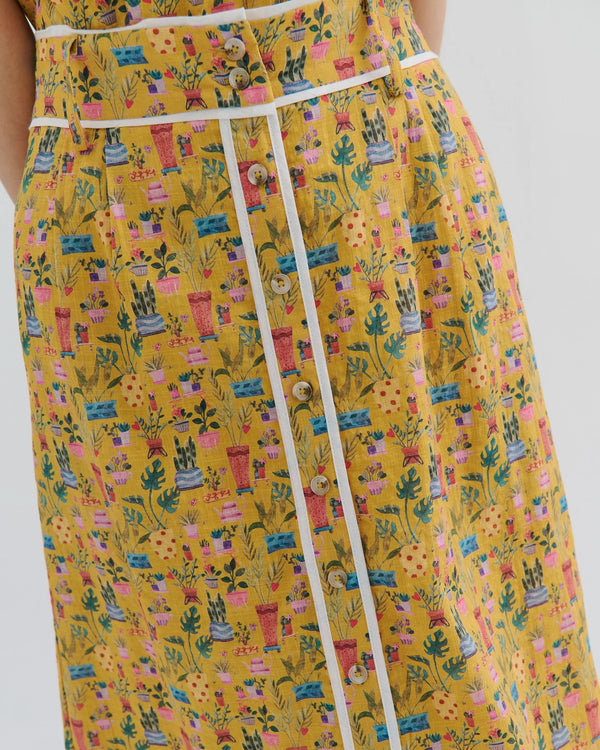 Maevarii Alice Midi Skirt Yellow Tea Party