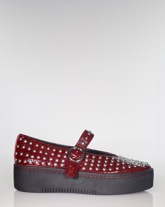 Minx Stanley Stud Dark Cherry Patent Leather Casual