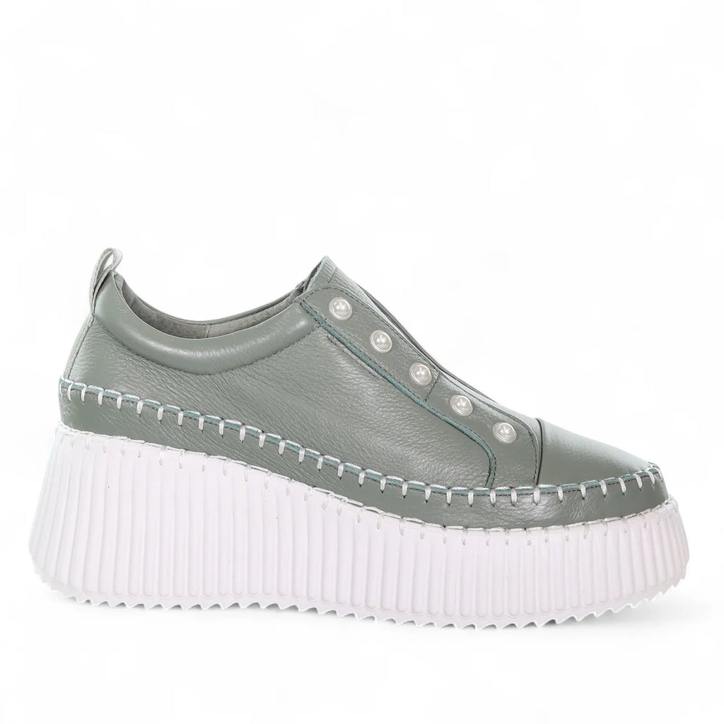 Minx Pearlzie Boost Sage Stripe Leather Sneaker