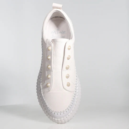 Minx Pearlzie White Leather Sneaker