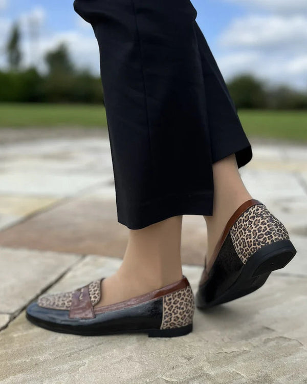 Pitillos 10870 Black Patent & Leopard Print Leather Shoe