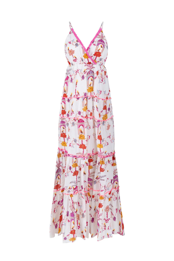 Place du Soleil Maxi Dress Birds Fuchsia