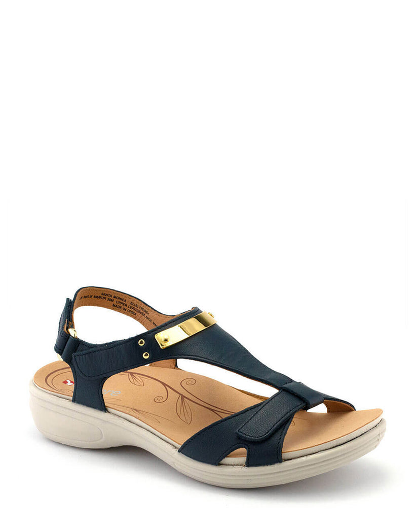 Revere Santa Monica Blue French Leather Wide Fit Sandal