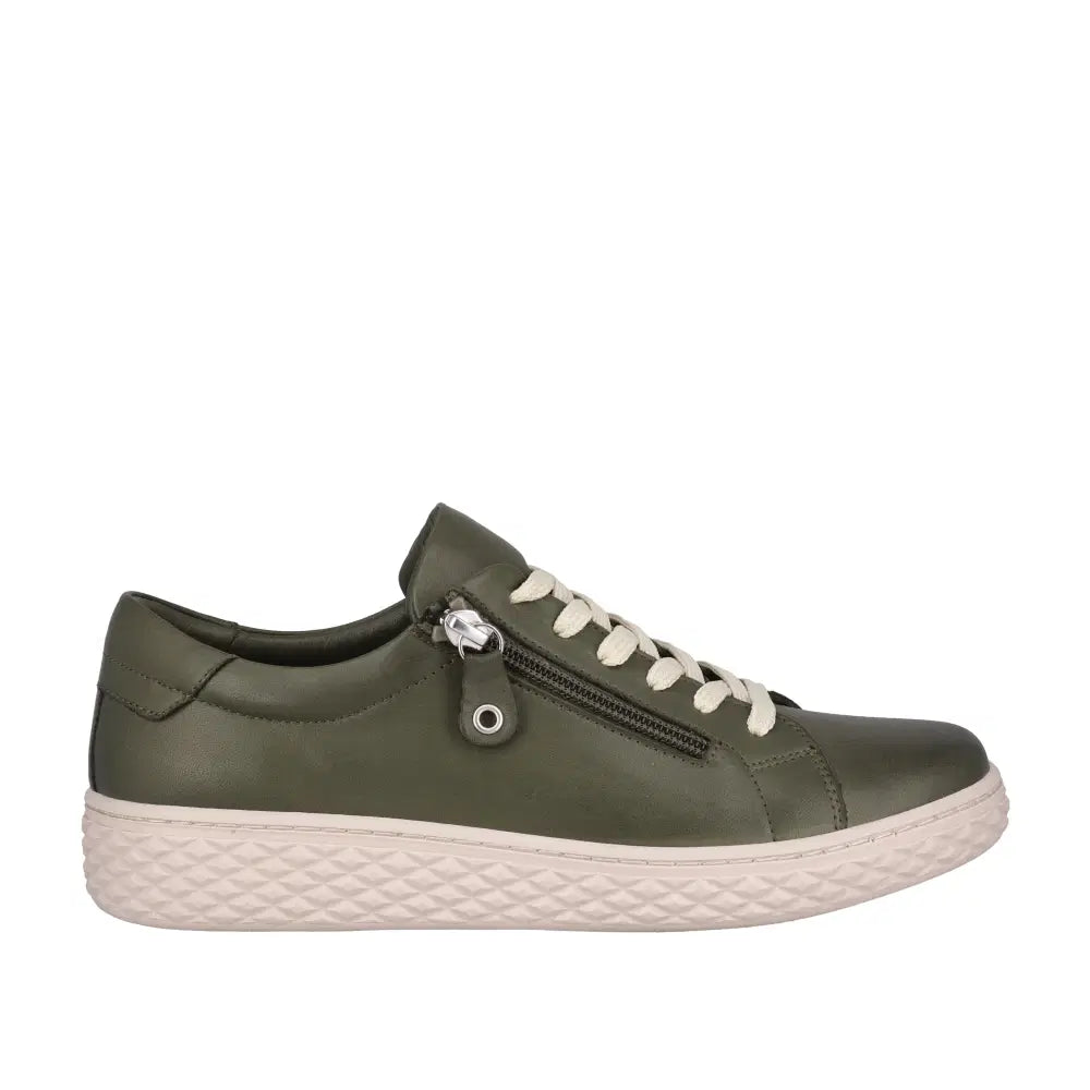 Cabello Life Style Rose in Khaki Leather Casual Sneaker