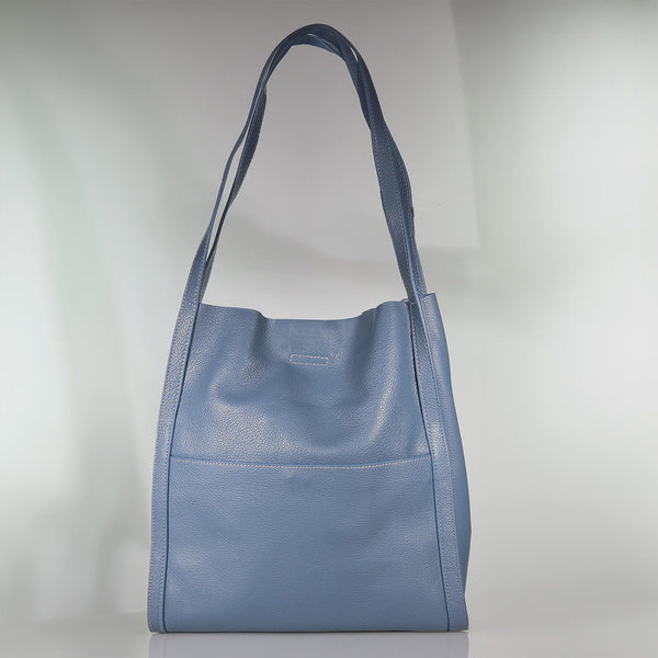 Minx Rover Steel Blue Leather Tote Bag