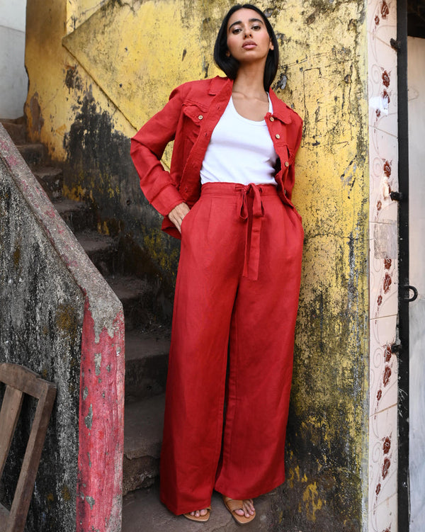 Shanty SH25161-1 Dickens Pants Cherry Linen Blend