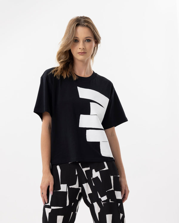 X.LAB Abstract Cotton Tee Black/White Print