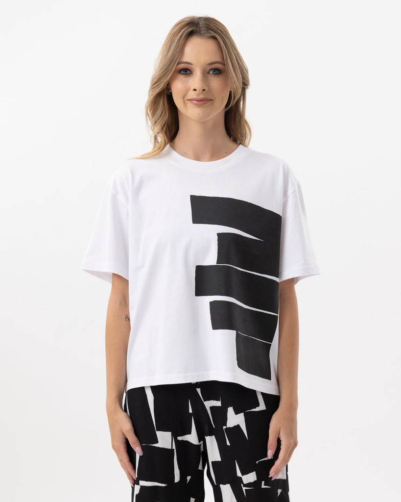 X.LAB Abstract Cotton Tee White/Black Print