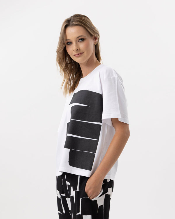 X.LAB Abstract Cotton Tee White/Black Print