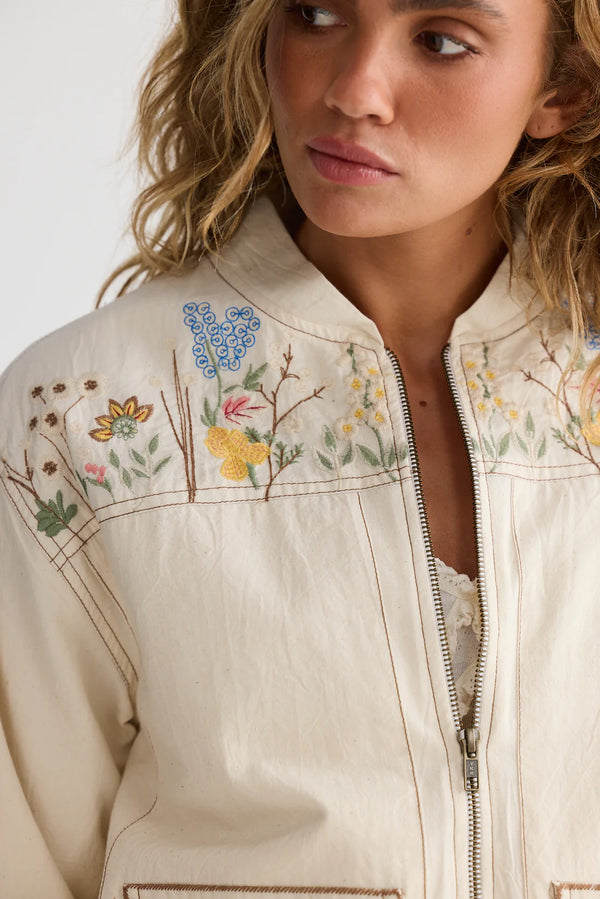 Talisman TA25296-1 Fleur Bomber Jacket Off White