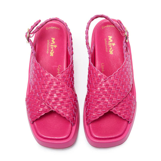Minx Tangle Hot Pink Leather Woven Sandal