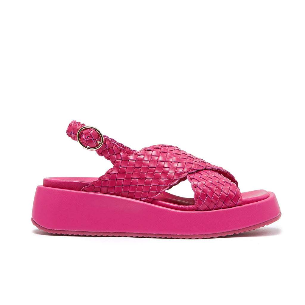 Minx Tangle Hot Pink Leather Woven Sandal