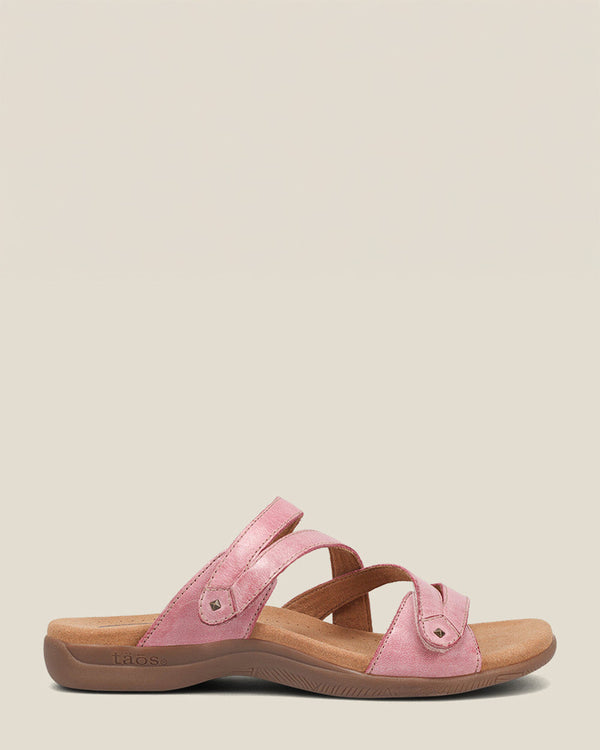 Taos Double U Rustic Pink Leather Slide