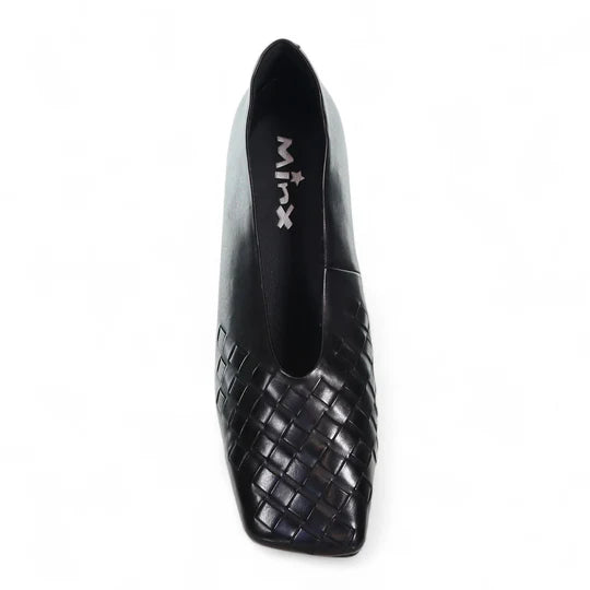 Minx Valentina Black Leather Court Shoe