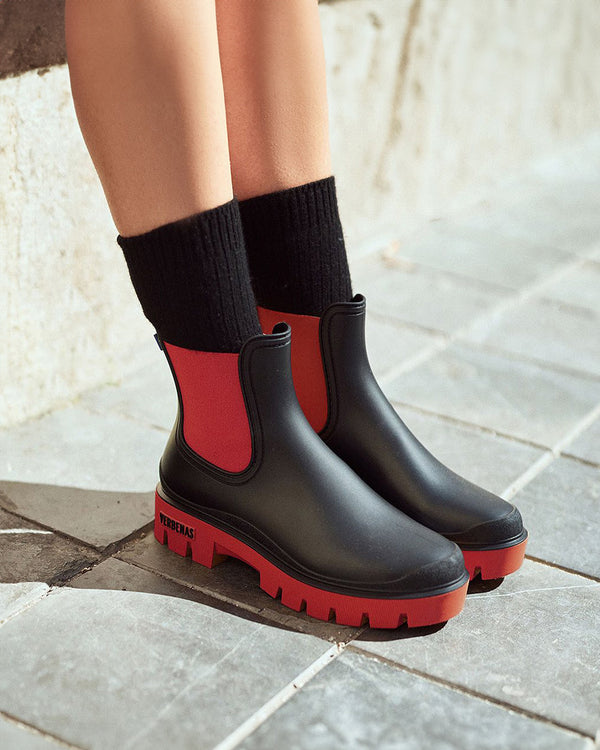Verbenas Negro/Rojo Ankle Boots