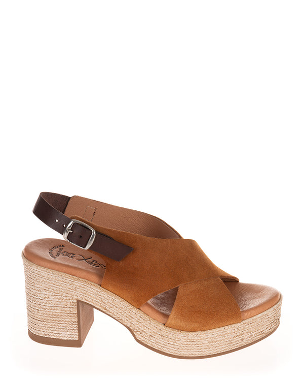 X Bonita 4314 Tan Combo Leather Heel Sandal