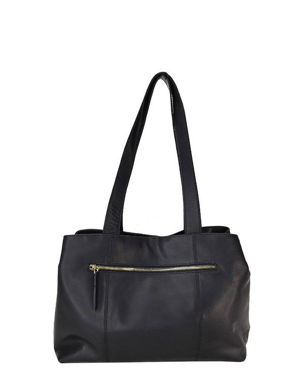 Adessa Durres Black Leather Shoulder Bag