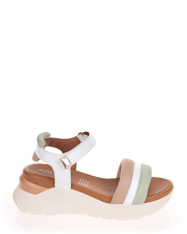 Alfie & Evie Batman White/Nude/Sage Sandal