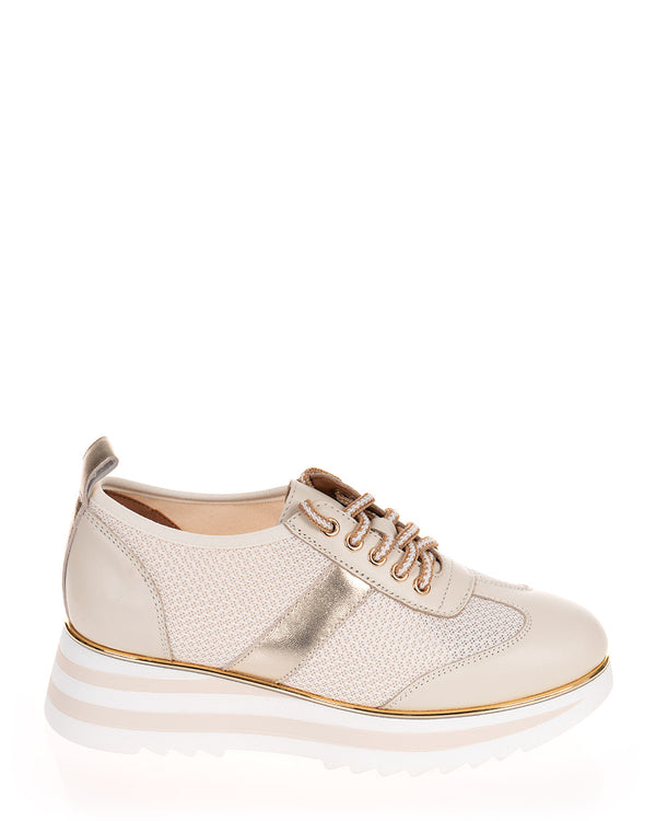 Alfie & Evie Harmony Cream Leather Casual Sneakers