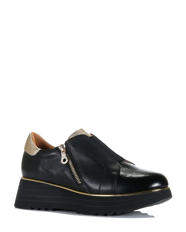 Alfie & Evie Heggie Black/Patent/Black Gold Leather Casual