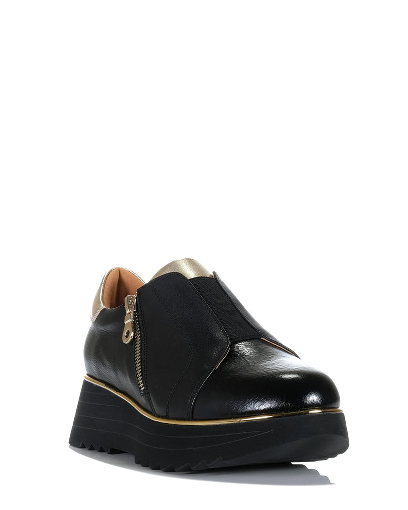 Alfie & Evie Heggie Black/Patent/Black Gold Leather Casual