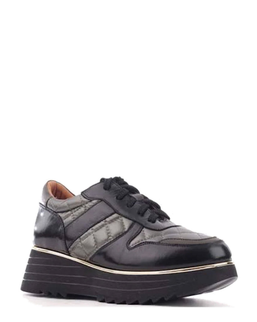 Alfie & Evie Helena Black Patent Khaki Leather Casual