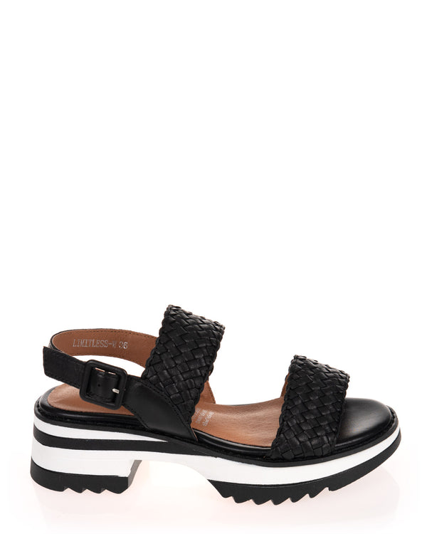 Alfie & Evie Limitless Black Woven Leather Sandal