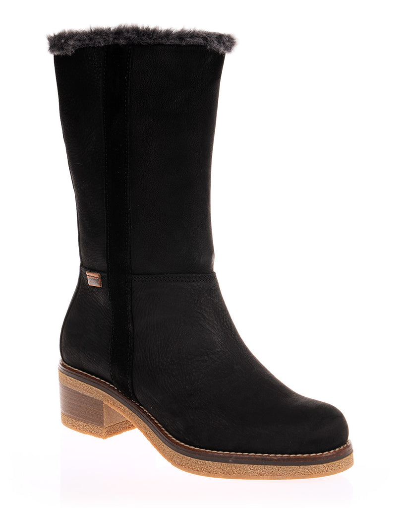 Baerchi 60302 Zebra Nubuck Leather Black Faux Fur Boots