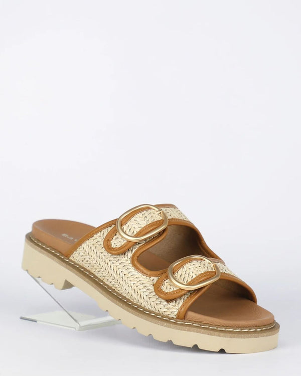 Bay Lane Daytime Light Tan Raffia Slide