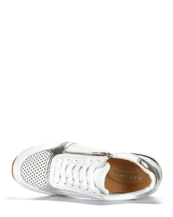 Bay Lane Glebe White Mesh Leather Sneaker