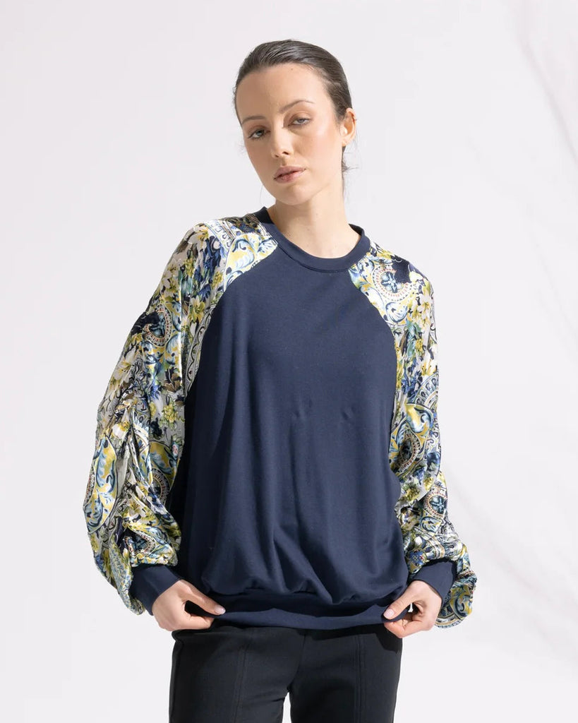 Blacklist Juno Sweatshirt Navy & Royal Print