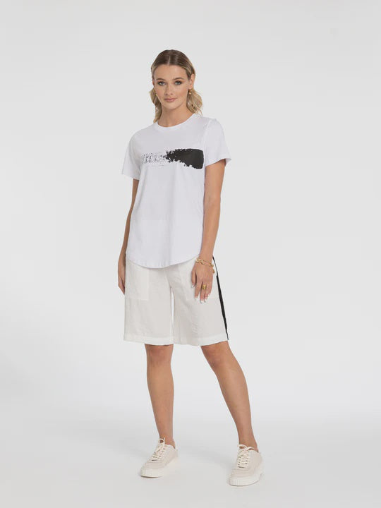 X LAB 560 Brush Stroke Tee White/Black Print