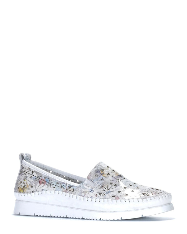 Cabello Clear White Print Leather Slip On Casual