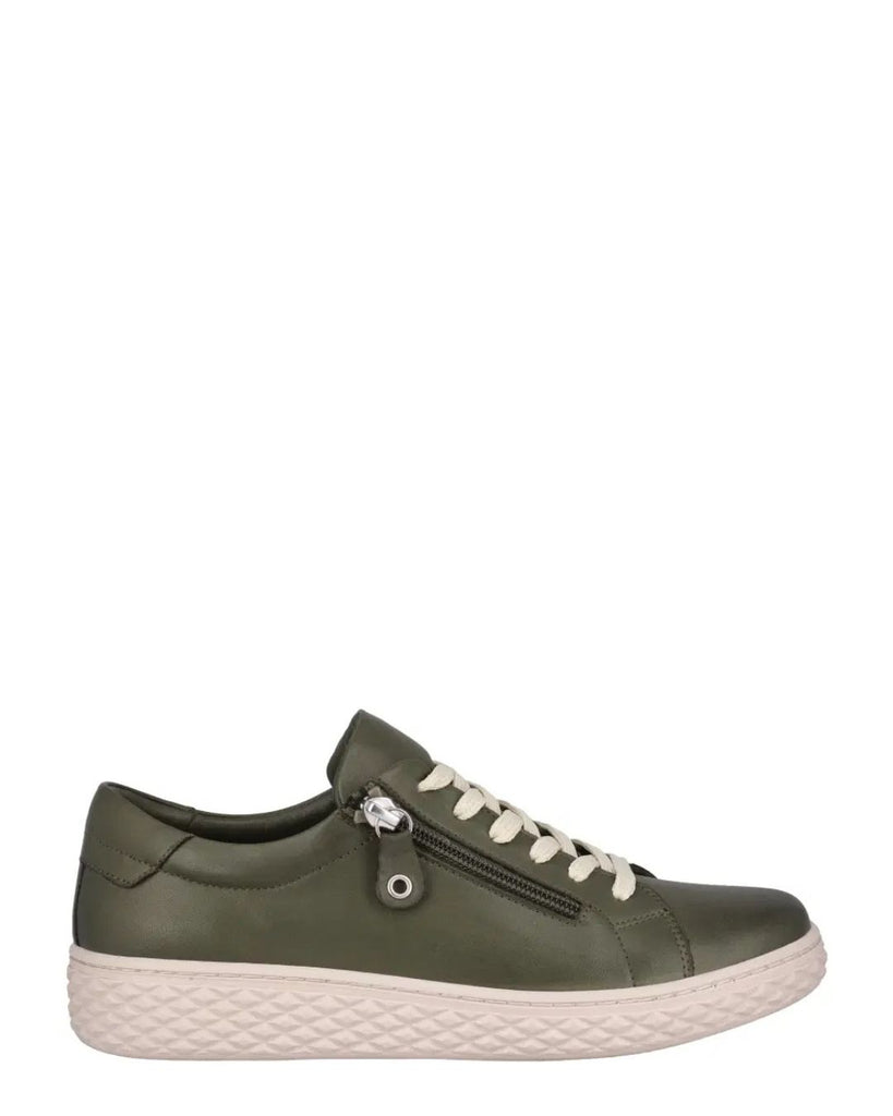 Cabello Life Style Rose in Khaki Green Leather Casual Sneaker