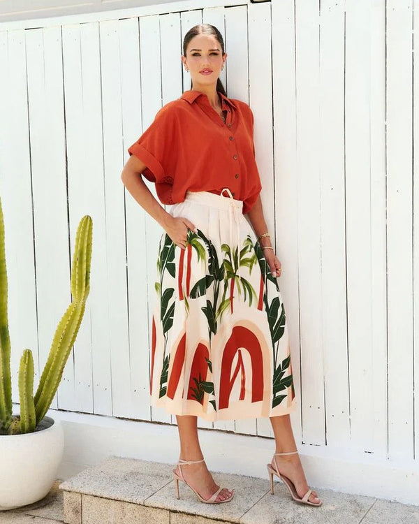 Collectivo Ella Skirt Casa Palma Print