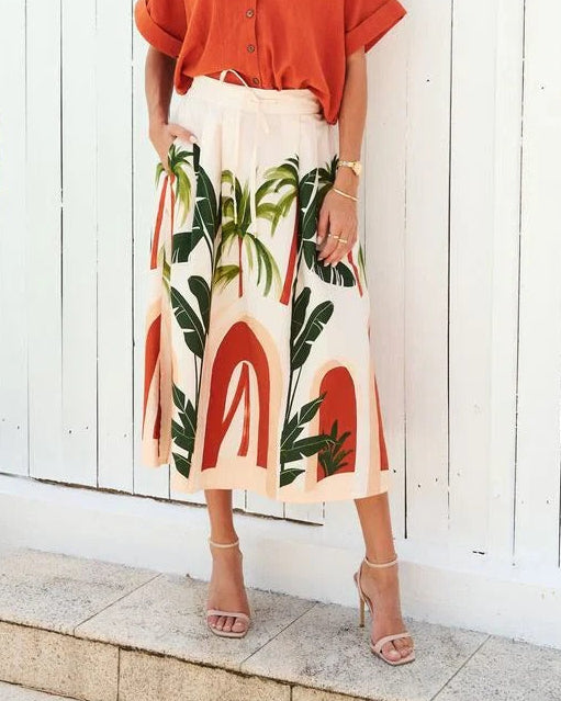 Collectivo Ella Skirt Casa Palma Print