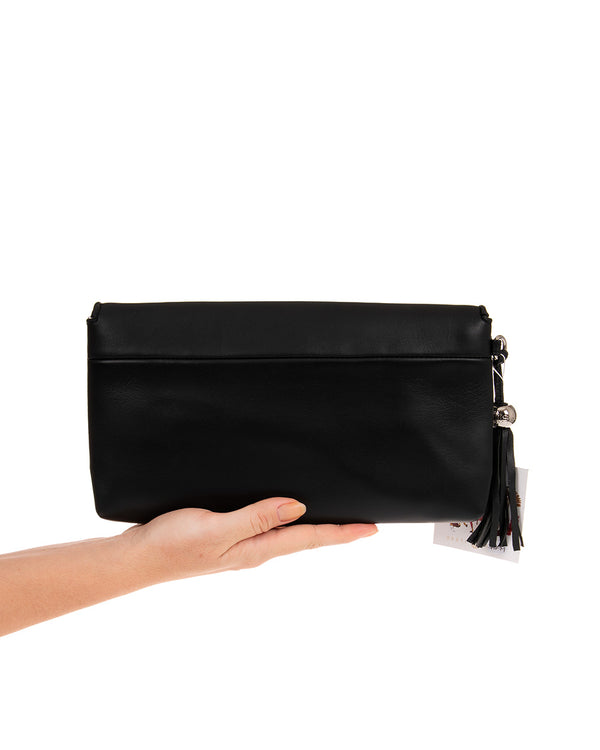 Desti Saint Imperial Grace Black Leather With Jade Envelope Bag