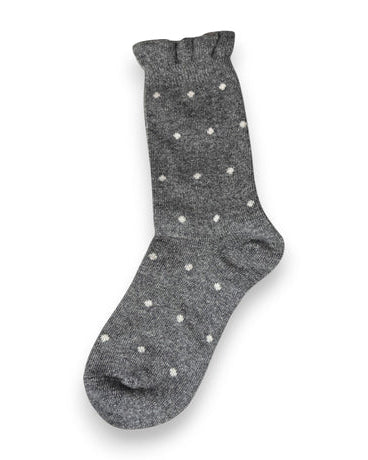 Minx Dot Frill Socks Charcoal Grey with Ivory Spots