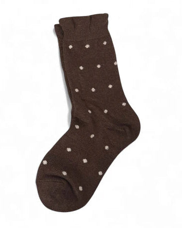 Minx Dot Frill Socks Chocolate with Ivory Spots