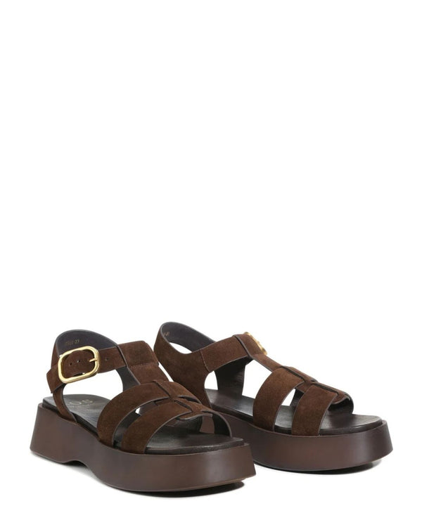 EOS Bario Chestnut Suede Leather Platform Sandal