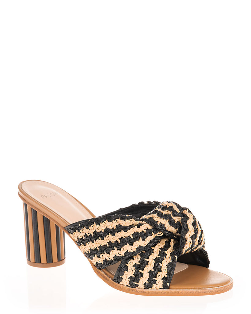 Faccine 10168 Black/Natural Leather Textile Summer Heel