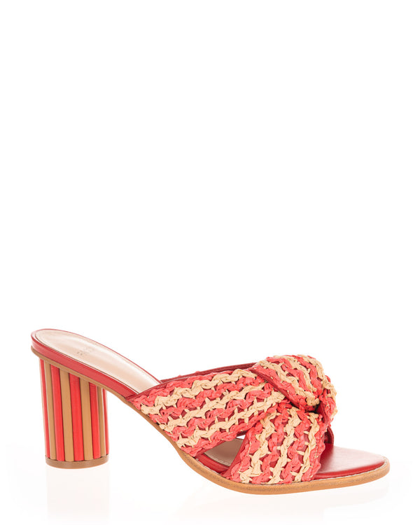 Faccine 10168 Red/Natural Leather Textile Summer Heel