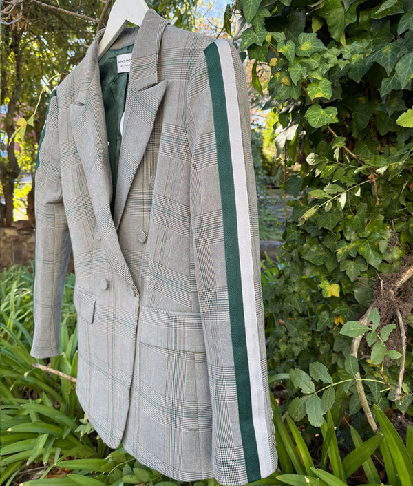 Sophie Moran Ella Checked Blazer Green Stripe